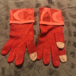 Coach gloves with touch screen finger tips